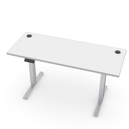 QUANTUM SIT-STAND DESK SERIES 2'x5' Sit-Stand Adjustable Electric Desk with two wire gromet holes in White, mfgd Board Work Top CY-QNT_S24-2x5